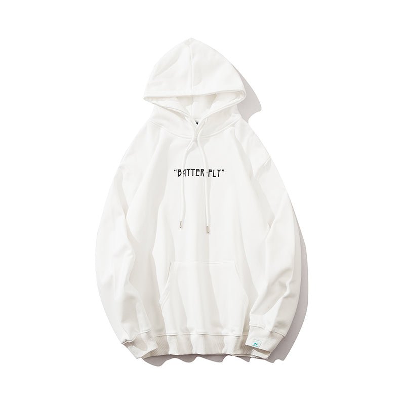 Hip Hop Butterfly Hoodie Sweatshirt Men Harajuku Streetwear Hooded Pullover Cotton Autumn Loose Hoodie Black Clothes - Sleepandso