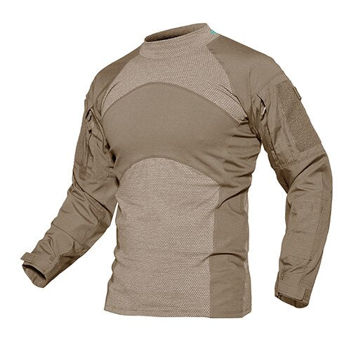 Mens T-shirts Long Sleeve Cotton Camouflage Tactical T Shirts Military Army Tshirts Man Airsoft Clothing - Sleepandso