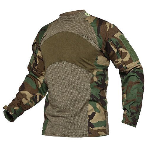 Mens T-shirts Long Sleeve Cotton Camouflage Tactical T Shirts Military Army Tshirts Man Airsoft Clothing - Sleepandso