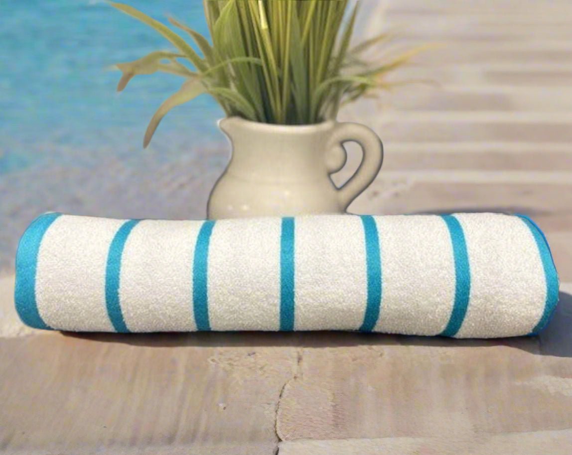 Premium Cotton - Poly Blend Horizontal Stripes Pool Towels 2 PK - Sleepandso